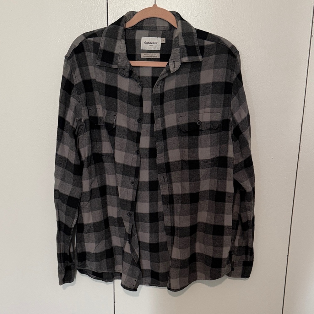 Goodfellow & Co Black and Gray Checkered Shirt